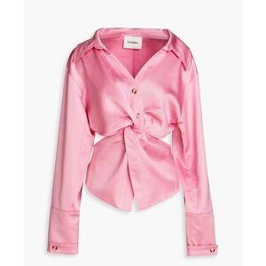 NANUSHKA Rasha Satin Twist-Front Blouse NWOT